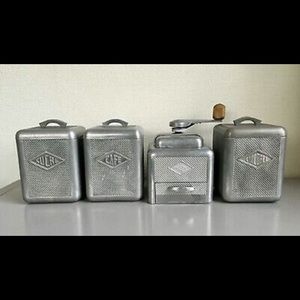 Vintage Moulux Coffee Grinder and Canister Set